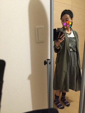 「SUNAOKUWAHARA（スナオクワハラ）のアイテム（その他アウター、グリーン系）」を使った、ちゃくらんさん（レディース・153cm）の秋コーディネート