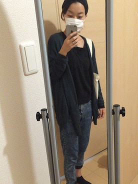 「ARROW（アロー）のアイテム（カーディガン/ボレロ、グリーン系）」を使った、ちゃくらんさん（レディース・153cm）の秋コーディネート