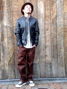 「schott（ショット）のアイテム」を使った、kenshinさん（メンズ・162cm）の秋コーディネート