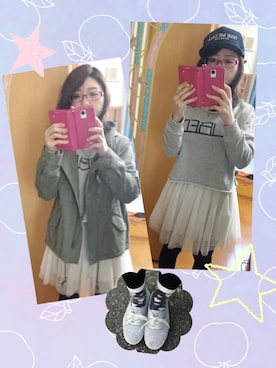 「タイツ×靴下」｜「アイテム（スウェット）」を使った、くらら♪さん（レディース・150cm）の春コーディネート