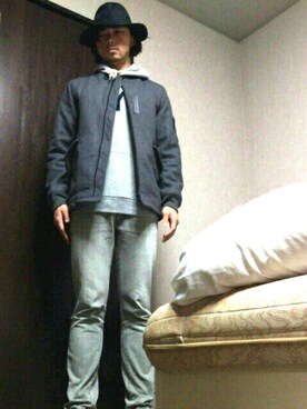 「Request（リクエスト）のアイテム（帽子）」を使った、斗色さん（メンズ・175cm）の春コーディネート