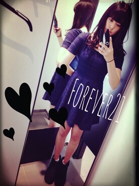「FOREVER 21（フォーエバー トゥエンティーワン）のアイテム（ワンピース、ブルー系）」を使った、hitmin#さん（レディース・170cm）の春コーディネート