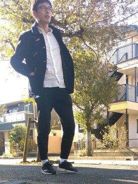 「NANO universe（ナノユニバース）のアイテム（ダッフルコート）」を使った、anjyo-juさん（メンズ・183cm）の冬コーディネート