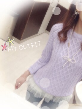 「アイテム（ニット/セーター、パープル系）」を使った、omillyさん（レディース・156cm）の春コーディネート