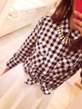 「アイテム（シャツ/ブラウス、ホワイト系）」を使った、omillyさん（レディース・156cm）の春コーディネート