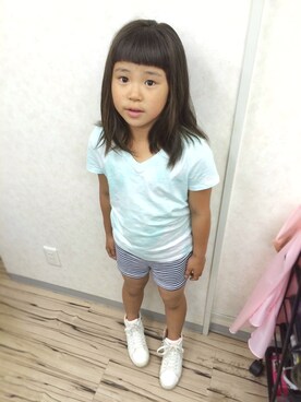 「前髪ぱっつん」｜kenさん（キッズ・140cm）の春コーディネート
