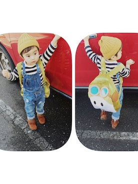 「フリンジ」｜「アイテム（オールインワン・サロペット）」を使った、kaedeさん（キッズ・80cm）の冬コーディネート