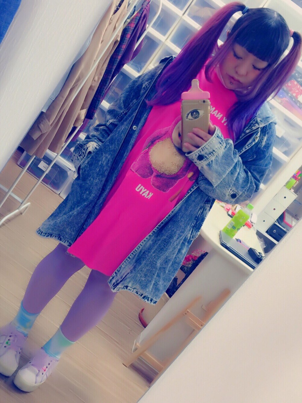 「ロッツォ」｜「usedのアイテム（その他アウター、ブルー系）」を使った、粥さん（レディース・150cm）の春コーディネートの1枚目の写真
