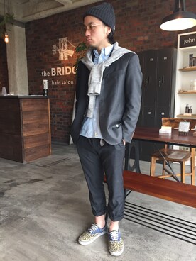 「バレンタインデートスタイル」｜「アイテム（セットアップ）」を使った、the BRIDGEさん（メンズ・165cm）の冬コーディネート