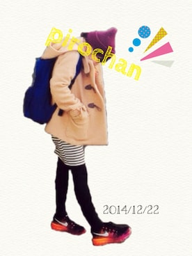 「HERE'S（HERE'S）のアイテム（ダッフルコート）」を使った、pirochanさん（レディース・144cm）の冬コーディネート