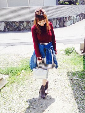 「COMME CA DU MODE（コムサデモード）のアイテム（ブーティ）」を使った、pirochanさん（レディース・144cm）の春コーディネート
