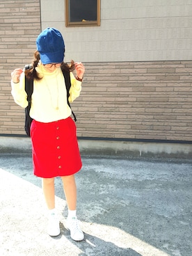 「AS KNOW AS PINKY（アズノゥアズピンキー）のアイテム（帽子）」を使った、pirochanさん（レディース・144cm）の春コーディネート