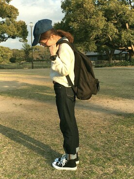 「AS KNOW AS PINKY（アズノゥアズピンキー）のアイテム（帽子）」を使った、pirochanさん（レディース・144cm）の春コーディネート