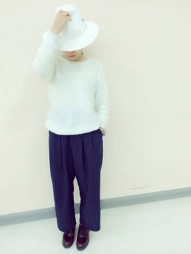 「EMODA」｜「アイテム（スラックス）」を使った、RIEKOさん（レディース・150cm）の春コーディネート