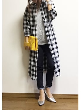 「インディゴデニム」｜「アイテム（シャツワンピース）」を使った、asamiさん（レディース・150cm）の春コーディネート