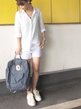 「H&M（エイチ・アンド・エム）のアイテム（その他パンツ、ホワイト系）」を使った、asamiさん（レディース・150cm）の夏コーディネート