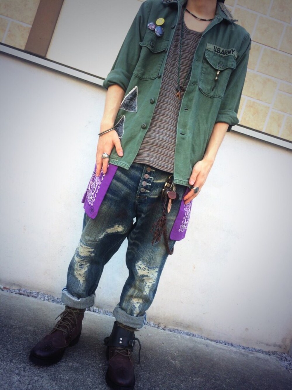 ☮NAYUT∀卍｜KCW 引地さん 一点物のミリタリージャケットを使った 