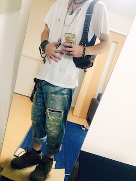 「アイテム（バングル/リストバンド）」を使った、☮NAYUT∀卍さん（メンズ・168cm・20代）の夏コーディネート