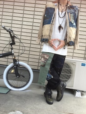 「Handmade（ハンドメイド）のアイテム（ジャケット/アウター）」を使った、☮NAYUT∀卍さん（メンズ・168cm）の春コーディネート