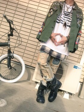 「星条旗」｜「アイテム（その他）」を使った、☮NAYUT∀卍さん（メンズ・168cm）の春コーディネート