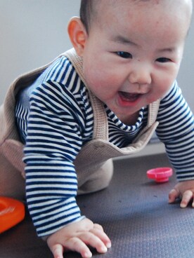 「BeBe（ベベ）のアイテム（サロペット/オーバーオール）」を使った、gack13kgさん（キッズ・80cm）の春コーディネート