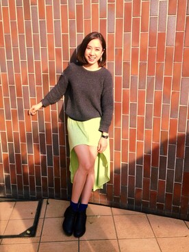 「H&Hのアイテム」を使った、ベイカー恵利沙さん（レディース・164cm）の春コーディネート
