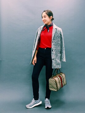 「MONKI（モンキ）のアイテム（テーラードジャケット）」を使った、ベイカー恵利沙さん（レディース・164cm）の秋コーディネート