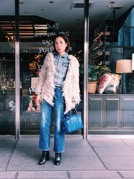 「FREE PEOPLE（フリーピープル）のアイテム（その他アウター）」を使った、ベイカー恵利沙さん（レディース・164cm）の冬コーディネート