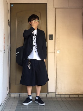 「COMME des GARCONS HOMME DEUX（コムデギャルソンオムドゥ）のアイテム（ジャケット/アウター）」を使った、バターピーナッツさん（メンズ・170cm）の春コーディネート