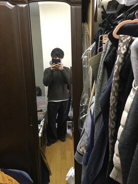 「RAGEBLUE（レイジブルー）の＜トレンドのロング丈＞ワッフルロングカットソー/733404（Tシャツ/カットソー）」を使った、iwaさん（メンズ・164cm）の秋コーディネート