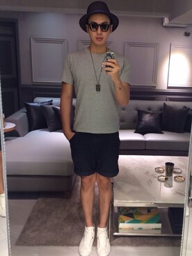 「PASSHION（パッション）のアイテム（アクセサリー）」を使った、Samuel Lienさん（メンズ・179cm）の夏コーディネート