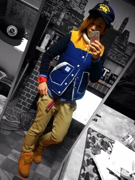 「TOMMY（トミー）のアイテム（ダウンベスト）」を使った、TOMATOさん（レディース・158cm）の秋コーディネート