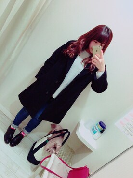 「お買い物」｜「アイテム（チェスターコート）」を使った、ｍａｒｉさん（レディース・158cm）の冬コーディネート