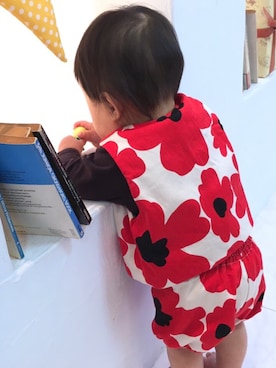 「Handmade（ハンドメイド）のアイテム（セットアップ）」を使った、ku.anさん（キッズ・70cm）の冬コーディネート
