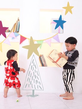 「Handmade（ハンドメイド）のアイテム（セットアップ）」を使った、ku.anさん（キッズ・80cm）の冬コーディネート