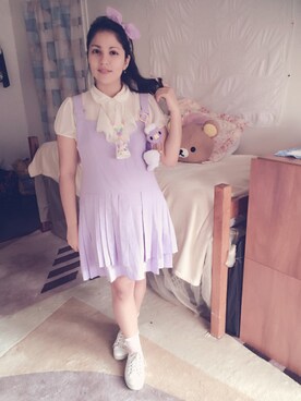 「Handmade（ハンドメイド）のアイテム（サロペット/オーバーオール）」を使った、Karlovy さん（レディース・163cm）の冬コーディネート