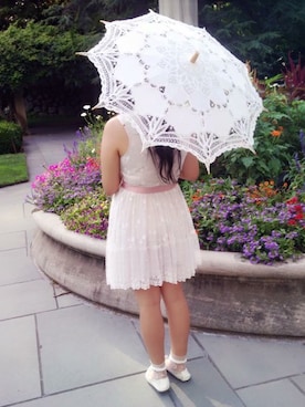 「VINTAGE（ヴィンテージ）のアイテム（長傘）」を使った、Karlovy さん（レディース・163cm）の冬コーディネート