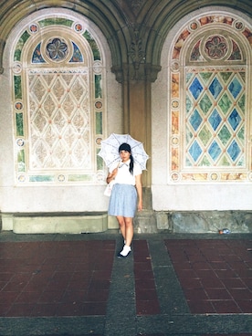 「VINTAGE（ヴィンテージ）のアイテム（長傘）」を使った、Karlovy さん（レディース・163cm）の冬コーディネート