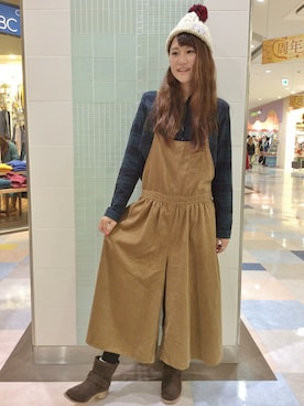 「キュロット」｜「アイテム（ワンピース/ドレス）」を使った、HARUさん（レディース・156cm）の秋コーディネート