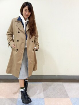 「スウェットスカート」｜「アイテム（トレンチコート）」を使った、HARUさん（レディース・156cm）の冬コーディネート