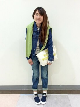 「LBC（エルビーシー）のアイテム（デニムジャケット）」を使った、HARUさん（レディース・156cm）の冬コーディネート