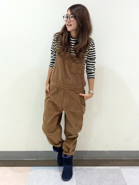 「LBC（エルビーシー）のアイテム（オールインワン・サロペット）」を使った、HARUさん（レディース・156cm）の秋コーディネート