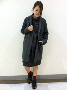 「LBC（エルビーシー）のアイテム（チェスターコート）」を使った、HARUさん（レディース・156cm）の秋コーディネート