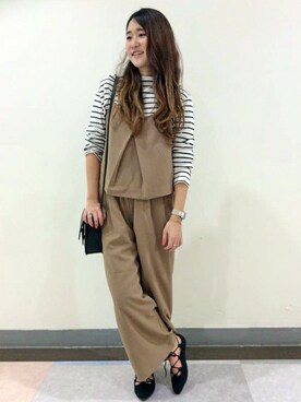 「LBC（エルビーシー）のアイテム（サロペット/オーバーオール）」を使った、HARUさん（レディース・156cm）の春コーディネート