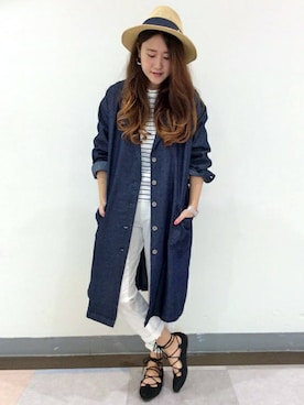 「LBC（エルビーシー）のアイテム（デニムジャケット）」を使った、HARUさん（レディース・156cm）の春コーディネート