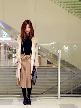 「オックスフォードシューズ」｜「アイテム（ムートンコート）」を使った、megmiさん（レディース・154cm）の秋コーディネート