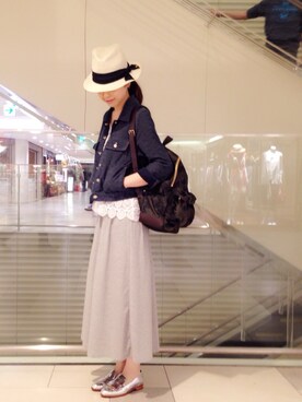 「KATHARINE ROSS（キャサリンロス）のアイテム（デニムジャケット）」を使った、megmiさん（レディース・154cm）の春コーディネート
