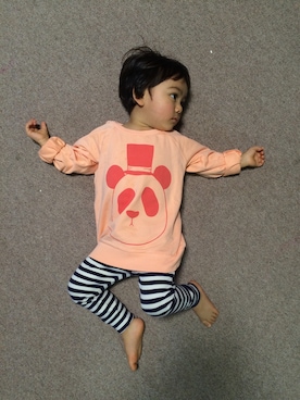 「Mini Rodini（ミニロディーニ）のアイテム（スウェット）」を使った、muranonさん（キッズ・80cm）の秋コーディネート