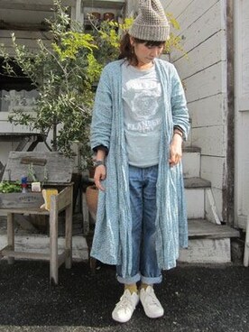 「Vlas Blomme（ヴラスブラム）のアイテム」を使った、YO-KOさん（レディース・154cm）の春コーディネート