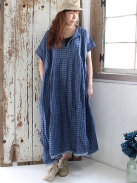 「アイテム（キャスケット）」を使った、YO-KOさん（レディース・154cm）の夏コーディネート